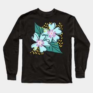 Sketched Pastel Flowers Long Sleeve T-Shirt